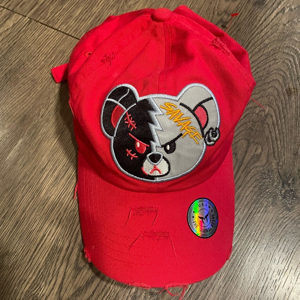 Muka Savage Bear Red Adjustable Hat, OSFM
